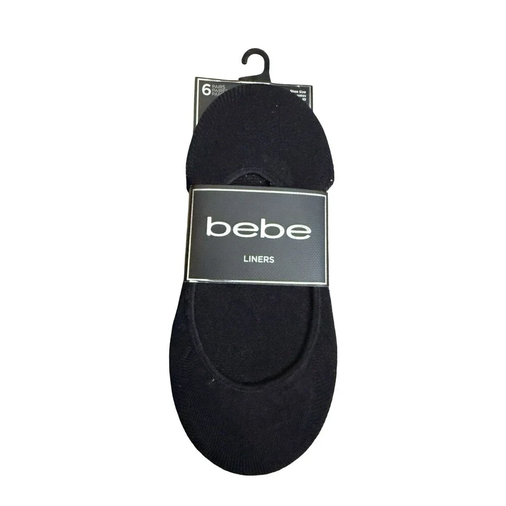 Bebe Womens No Show Socks 12 Pairs Black Liner Low Cut Shoe Socks New